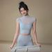Sports Tops, Summer Mesh Thin Temperament Wear, Fitness Short-sleeved Pilates Training Clothes_ecoleips.com