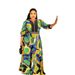 Women's Clothing Plus Size Clothes"Elegant Print Dress With Rhinestone & Beaded Details - Flowy Full Skirt For Women, Tribal & Boho Style, Summer_ecoleips.com
