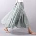 K Women's New Half Length Skirt, Solid Color Long Skirt, Loose And Oversized Skirt, Pleated A-line Skirt_ecoleips.com