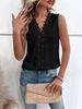 Women's V Neck Patchwork Hollowed Out Lace Vest T-Shirt Summer New Style Top_ecoleips.com