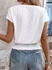 K New V-neck Hollowed Out Short Sleeved T-shirt, Fashionable Casual Top For Women_ecoleips.com