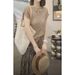 Hollow Out Sequin Knitted Sweater 2025 Summer New Fashionable Coffee Color T-Shirt Slimming Half Skirt_ecoleips.com