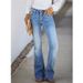 Vintage High-Waisted Flared Jeans For Women - Stretch Denim With Multiple Buttons & Washed Finish - Plus Size Available_ecoleips.com