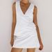 Women's Clothing sexy lace-up solid color V-neck fashion casual suit _ecoleips.com