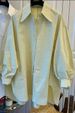 Women's Oversized Long Sleeve Shirt - Loose Fit Blouse With Pointed Collar & Puff Sleeves (White/Green/Black, Spring)_ecoleips.com