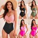 Women's Clothing One Piece Hard Pack Swimsuit Hollow Solid Color Swimsuit_ecoleips.com
