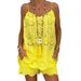 Women's temperament elegant sleeveless drawstring ruffled hollow camisole shorts suit_ecoleips.com