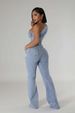 K Slanted Shoulder Tight Waist Slim Fit Elastic Denim Jumpsuit Jumpsuit Flared Pants_ecoleips.com