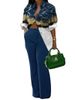 Women's Clothing 2024 Autumn Winter New Sleeve Shirt Printed Long Pants Two Piece Set_ecoleips.com
