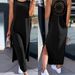 Strappy Slit Dress Lace-Up Sleeveless Open-Back Midi Women's Clothing with Sheer Panels Black White Army Green L-4XL_ecoleips.com