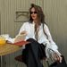 European And American Women's Clothing Sweet Fresh Loose Stand Collar Lantern Sleeve Long Sleeve Shirt_ecoleips.com