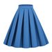 Retro Hepburn Style Pleated Midi Skirt Solid Color A-Line Waist Cinching Wide Hem Versatile Fluffy 50s Women's Bottoms_ecoleips.com