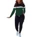 Women's Color-Block Lounge Set - Long Sleeve T-Shirt & Drawstring Joggers Two-Piece Outfit, Comfortable Casual Fall Winter Coordinated Ensemble_ecoleips.com