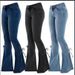 Women’s Clothing Jeans Mid Waist Tie Denim Trousers Stretch Jeans Women's Flared Pants_ecoleips.com