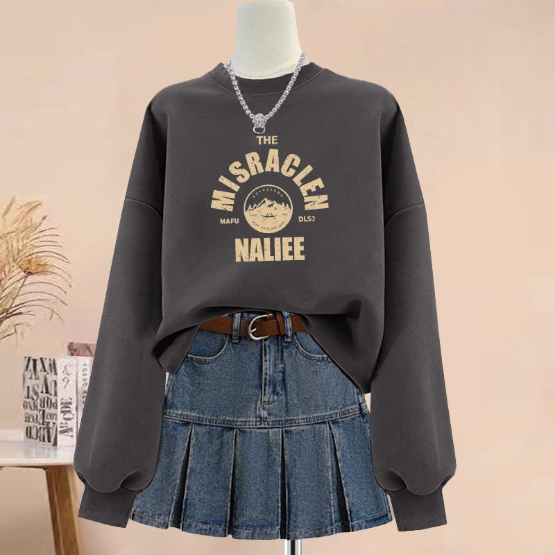 2023 Spring Autumn Women's Pure Cotton Hoodie T-Shirt Thickened Fleece Lined Winter Top Trendy Student Clothing_ecoleips.com