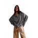 Women's Decorative Line Design Split Lantern Sleeve Polo Collar Sweatshirt Jacket Spring Autumn Top_ecoleips.com
