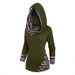 Tribal Geometric Print Hooded Knit Sweatshirt For Women - Long Sleeve Pullover With Button Detail, Ethnic Streetwear, Comfortable & Stylish_ecoleips.com