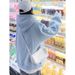Soft Blue Fleece-lined Thick Hooded Sweatshirt For Women, High-end, Casual And Loose, 2025 Spring, Autumn, Winter Top_ecoleips.com