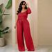 M3025 Women's Solid Color Lace-Up Wide-Leg Two-Piece Set_ecoleips.com