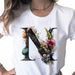 European And American Cross-border Foreign Trade Women's Floral Letter Print Round-neck Short-sleeve T-shirt Top_ecoleips.com