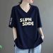 Women's Short Sleeve T-Shirts V Neck Printed Loose Fit Plus Size Casual Stylish Top For Middle-Aged_ecoleips.com