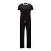 Women's European American Style Spring Summer Short Sleeve T-Shirt Casual Pullover Two Piece Set Elegant_ecoleips.com