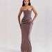 Slim Fit Elegant Sexy Satin Strapless Dress for Women Pleated Trim European American Style New Arrival 2025_ecoleips.com