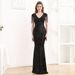 Women's Clothing Evening Dress For Women Black Dignified And Elegant Hostess Wears Sequins For High End Banquets Slimming Long Fishtail Dress_ecoleips.com