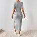 Women's Sexy French Square Neck Side Slit Knit Short Sleeve Bodycon Mini Dress – Casual Summer Gown_ecoleips.com
