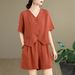 Plus Size Casual Fashion Age-Reducing Cotton Linen Women's Summer Outfit For Chubby MM Slimming Short_ecoleips.com