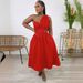 Women's Clothing Sexy Solid Color One Shoulder Petal Hollow Dress_ecoleips.com