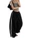 Women's Clothing New Style Personality Trend Drawstring On Both Sides Elastic Waist Wide Leg Trousers_ecoleips.com