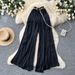 High-Waisted Wide-Leg Pants Korean Style Casual Women's Elastic Waistband Flattering Relaxed Fit For Commuting_ecoleips.com