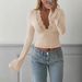 Wish's Popular Fashion V-neck Base Shirt, European And American Women's Clothing, Sexy Long-sleeve Slim-fit Top With_ecoleips.com
