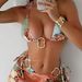 Women's Floral Print Bikini Set With Long Skirt & Metallic Accents - 3-Piece Swimwear For Beach & Pool_ecoleips.com