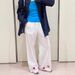 Suitable For All Seasons Si Designer Patch Embroidery Linen Wide-Leg For Women 25 Summer Fashion Casual Elastic Drawstring Long Pants 7891_ecoleips.com