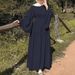 Elegant Muslim Maxi Dress With Bell Sleeves & Waist Tie – Modest Long Dress For Work, Travel & Prayer (S-Xxl, Breathable Polyester, 4 Colors)_ecoleips.com