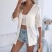 Real Shot Of Spring/summer European And American Casual Solid Color Hollowed-out Sleeve Knit Cardigan, Mid-length Style,_ecoleips.com