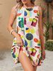 Mini Dress Spring Summer Women Sleeveless Round Neck Geometric Print Flowy Casual Chic Vacation Beach Daily Party Dress_ecoleips.com