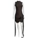 European And American Summer New Women's Fashion Sexy Elegant Solid Color Round Neck Sleeveless Bodycon Tie Short Dress_ecoleips.com