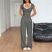 Women's Clothing Hot Girl Sports Style Short Sleeved Vest Straight Trousers Suit_ecoleips.com