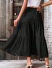 Vacation Style Solid Color Textured Flared Skirt Women's High Waist Flowery Beach Skirt Summer Casual A-Line Swing Skirt_ecoleips.com
