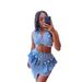 Women's Clothing New Women's Denim Suit Sleeveless Lapel Cardigan Small Vest Irregular Short Skirt Two Piece Suit_ecoleips.com