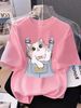 Summer Kitten Short Sleeve T-Shirt For Women Pure Cotton Unique Design Versatile Youthful Style Half Sleeve Top_ecoleips.com