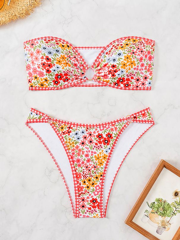 2025 New Style Bikini European And American Foreign Trade Blue And White Porcelain Print Strapless Sexy Bikini Swimsuit For Women_ecoleips.com