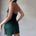 2022 Summer European And American Halter Neck Short Satin Sexy Slim Fit Sleeveless Elegant Fashion Bodycon Dress Women's_ecoleips.com