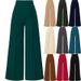 Retro High-Waisted Wide Leg Pants - Flowy Polyester Pants With Pockets For Casual & Office Wear (Black/Grey/Taupe/Green/Pink/Blue, S-XXL)_ecoleips.com