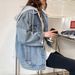 Vintage Denim Hooded Jacket For Women - Relaxed Fit Long Sleeve Casual Coat With Detachable Hood, Light Blue & Black, S-2XL_ecoleips.com
