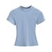 Women's round Neck Short Sleeve Stretch Slim Fit T-Shirt Basic European American Style Cross Border Fashion Tight Top_ecoleips.com