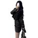 Women's Autumn New Style Hot Girl Short Leather Jacket Coat Camisole Slim Fit Bodycon Dress Trendy_ecoleips.com